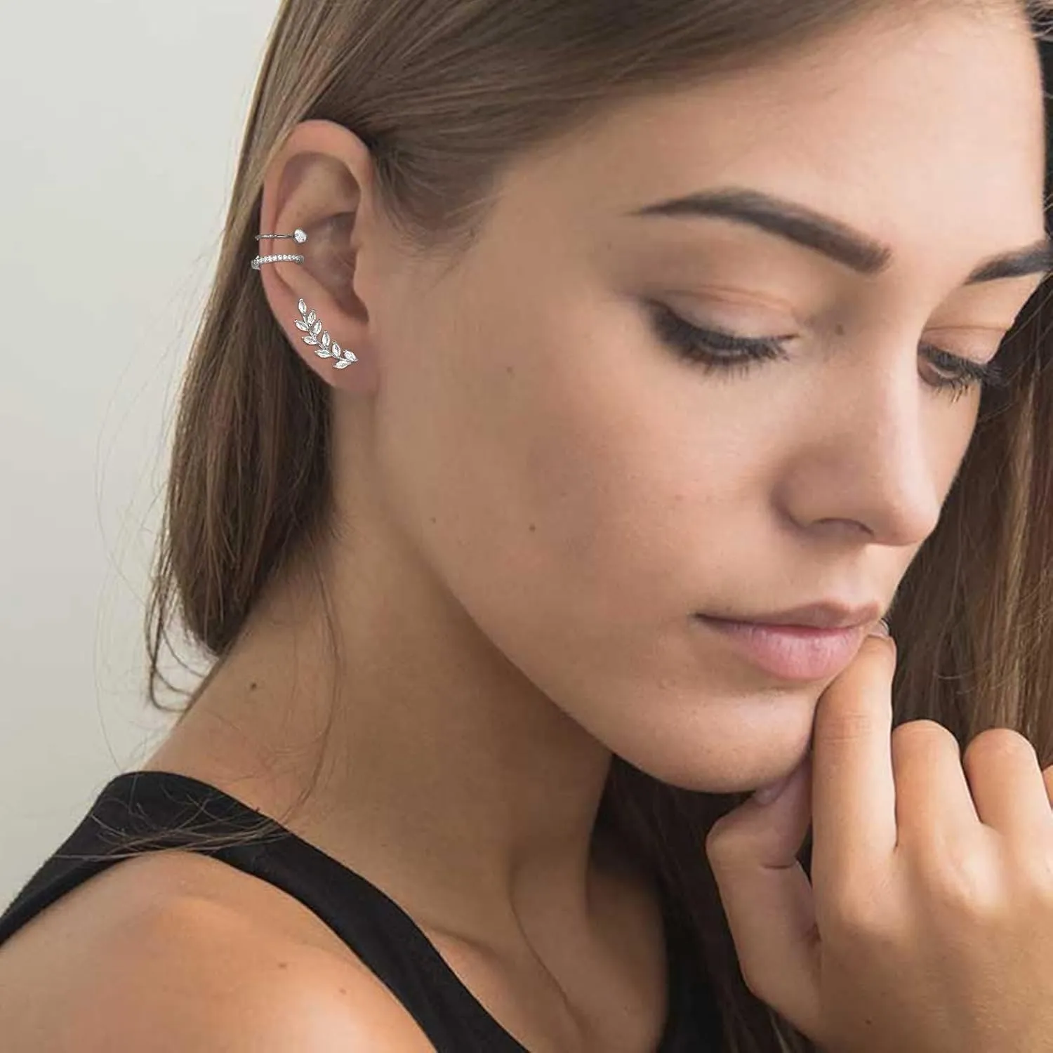 Ear Cuff Earrings for Women Trendy Ear Cuffs Non Piercing Clip on Earrings Sparkling Ear Cuffs Fake Earrings Cartilage Cubic Zirconia Earrings Jewelry