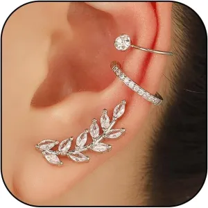 Ear Cuff Earrings for Women Trendy Ear Cuffs Non Piercing Clip on Earrings Sparkling Ear Cuffs Fake Earrings Cartilage Cubic Zirconia Earrings Jewelry