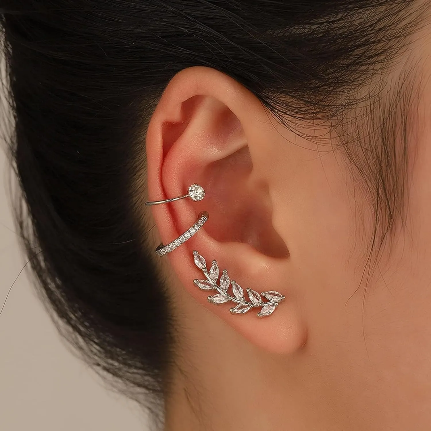 Ear Cuff Earrings for Women Trendy Ear Cuffs Non Piercing Clip on Earrings Sparkling Ear Cuffs Fake Earrings Cartilage Cubic Zirconia Earrings Jewelry