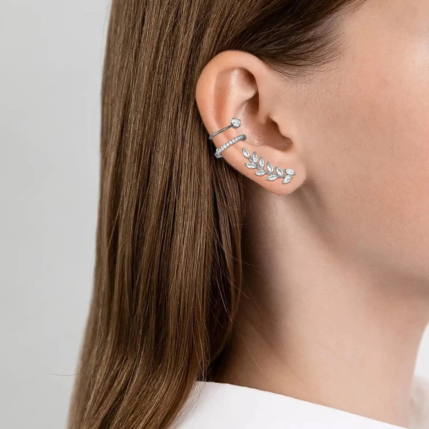 Ear Cuff Earrings for Women Trendy Ear Cuffs Non Piercing Clip on Earrings Sparkling Ear Cuffs Fake Earrings Cartilage Cubic Zirconia Earrings Jewelry