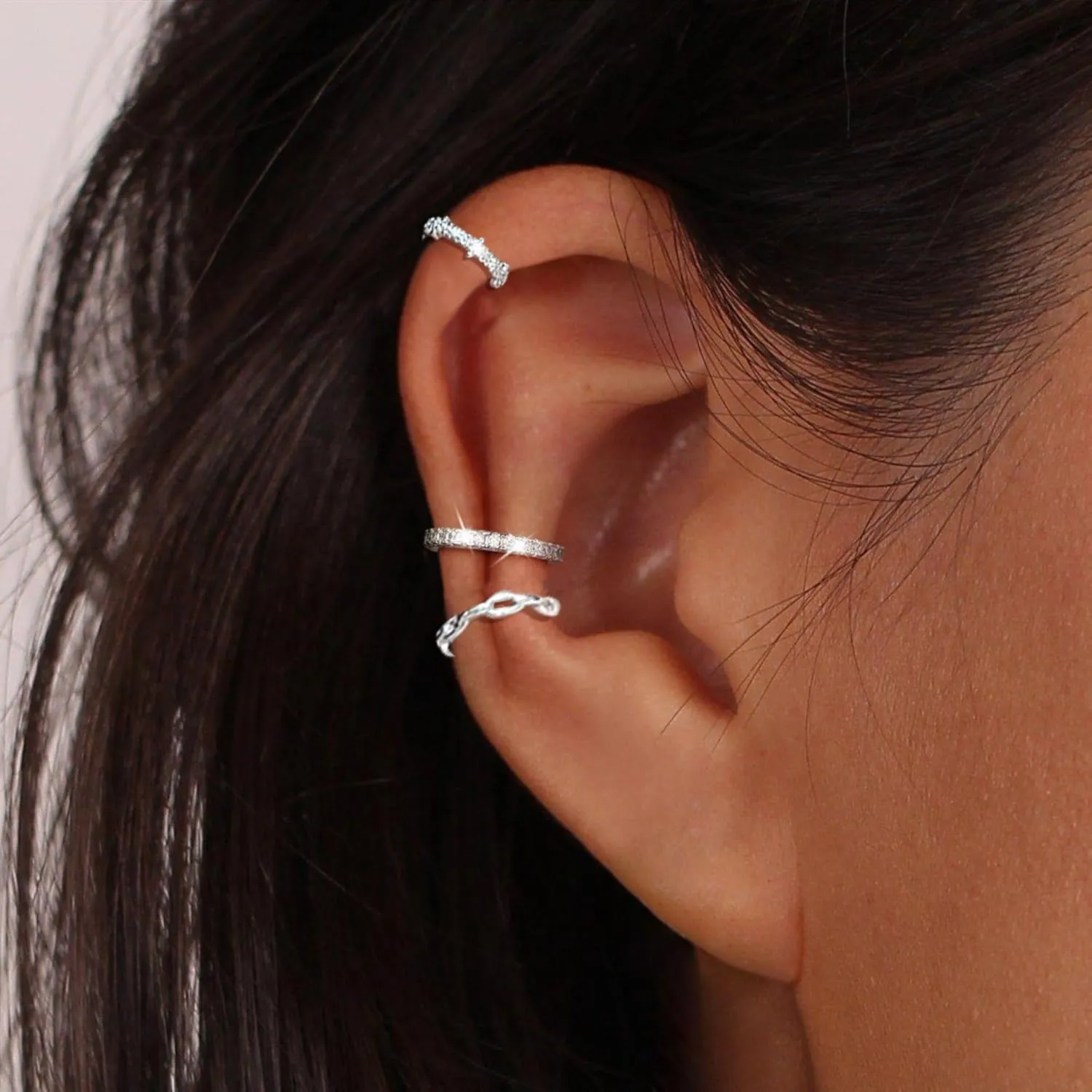 Ear Cuffs for Women Non Piercing 14K Gold Fake Ear Piercings Hypoallergenic Ear Cuffs Non Piercing Silver Sparkle Clip On Earrings Gold Cartilage Earring Ear Cuff Earrings for Women