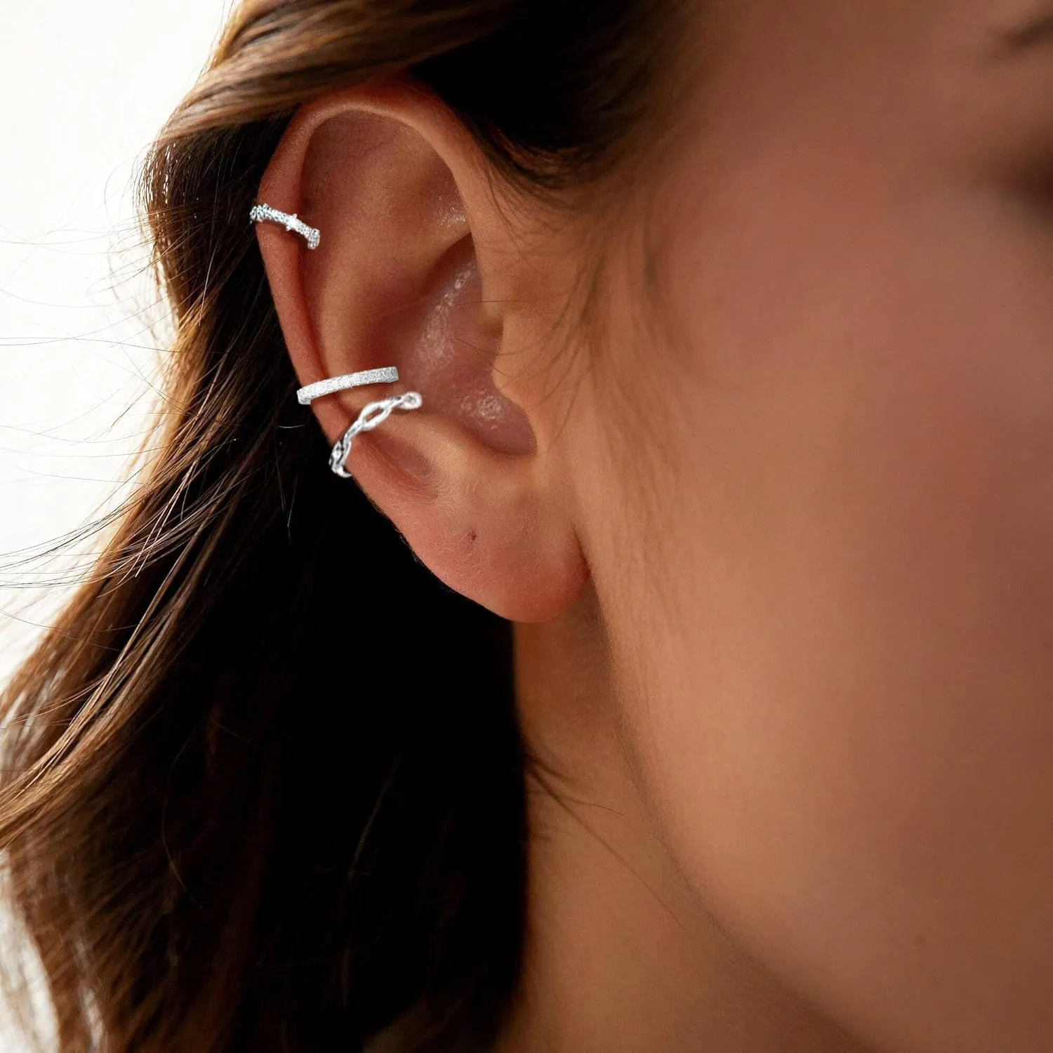 Ear Cuffs for Women Non Piercing 14K Gold Fake Ear Piercings Hypoallergenic Ear Cuffs Non Piercing Silver Sparkle Clip On Earrings Gold Cartilage Earring Ear Cuff Earrings for Women