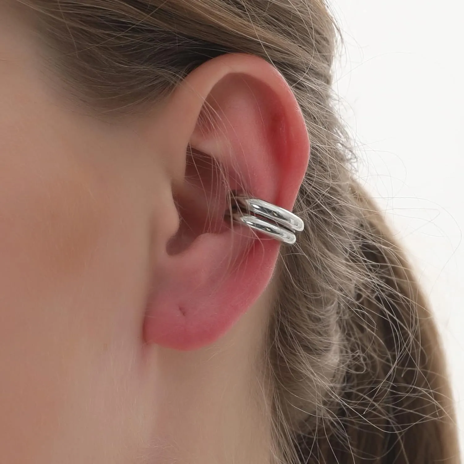 Ear Cuffs for Women,Ear Cuff, Chunky Huggie Hoop Earrings,Cartilage Upper Non Piercing,14k Gold and Silver Set 2pcs
