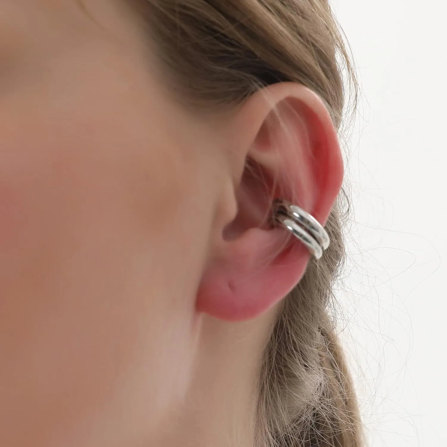 Ear Cuffs for Women,Ear Cuff, Chunky Huggie Hoop Earrings,Cartilage Upper Non Piercing,14k Gold and Silver Set 2pcs