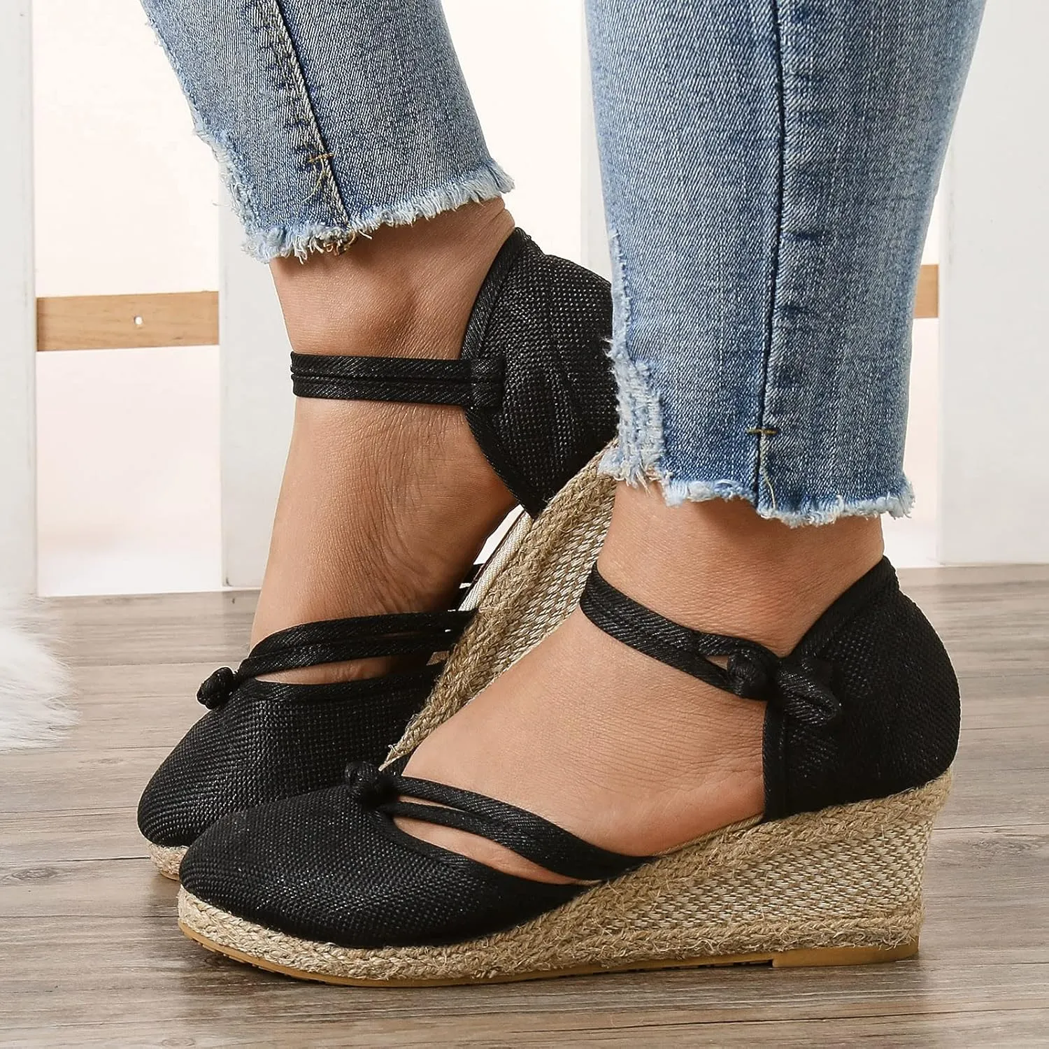 Eduavar Sandals for Women 2023, Sandals Women Dressy Summer Close Toe Sandals Comfy Breathable Wedge Platform Shoes