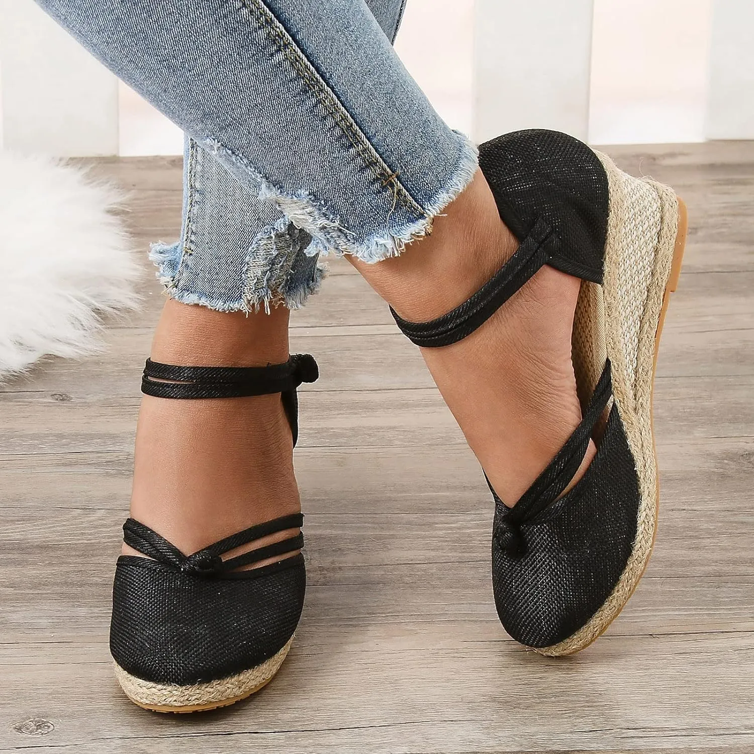 Eduavar Sandals for Women 2023, Sandals Women Dressy Summer Close Toe Sandals Comfy Breathable Wedge Platform Shoes