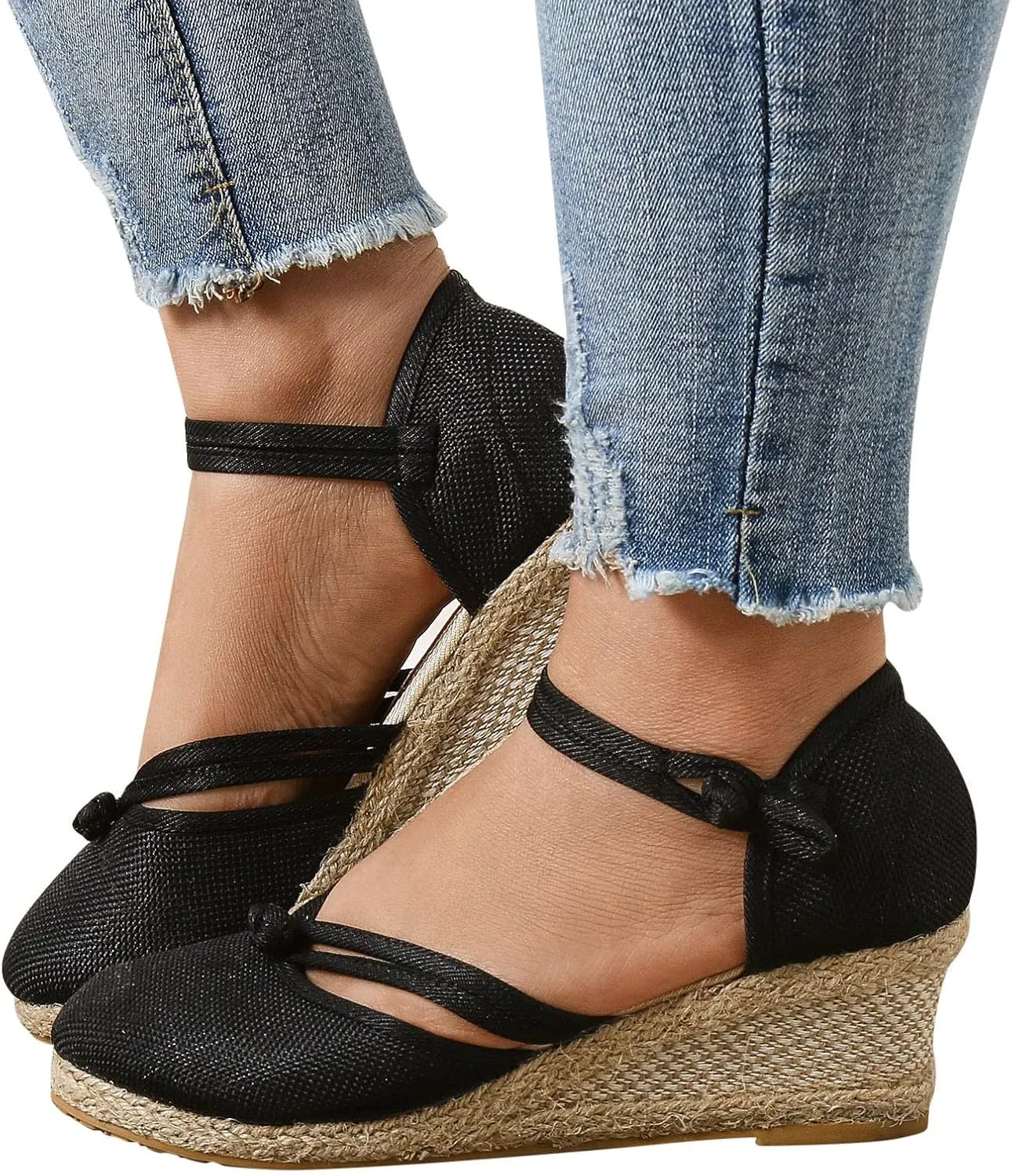 Eduavar Sandals for Women 2023, Sandals Women Dressy Summer Close Toe Sandals Comfy Breathable Wedge Platform Shoes