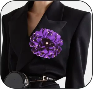 Elegant Large Rose Flower Brooches Lapel Pins Handmade Dainty Satin Fabric Pearl Brooches Big Camellia Flower Brooch Pin for Women Wedding Part Dance Dress Suit Clothes Accessories Prom Jewelry
