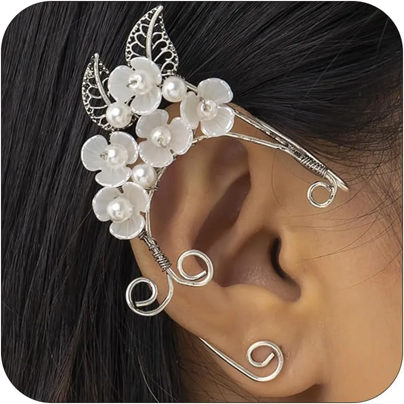 Elf Ear Cuffs for Women Elven Fairy Earrings Cuff Wrap Clip on Filigree Earrings for Halloween Costume Cosplay Wedding Party Jewelry