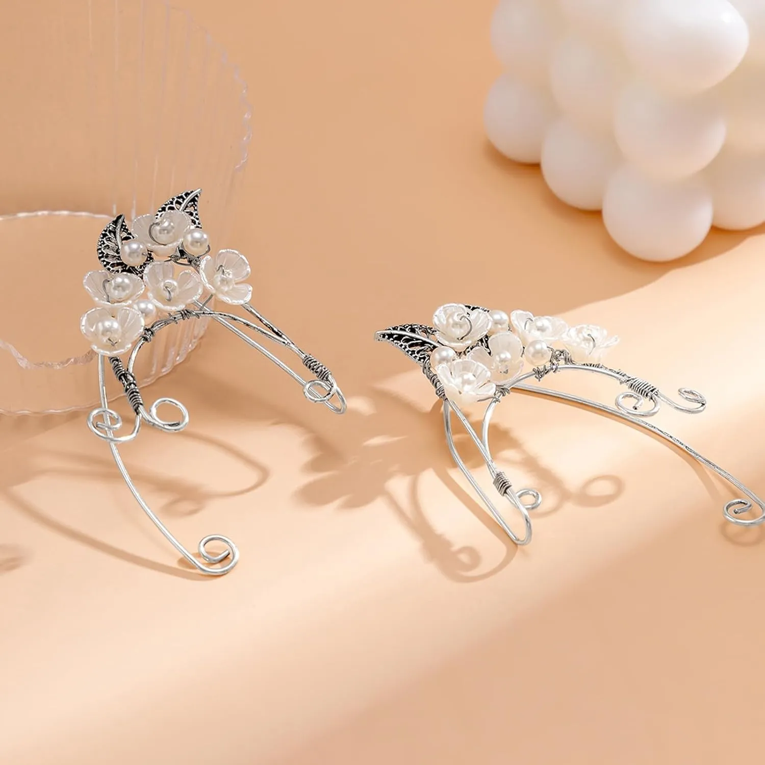 Elf Ear Cuffs for Women Elven Fairy Earrings Cuff Wrap Clip on Filigree Earrings for Halloween Costume Cosplay Wedding Party Jewelry