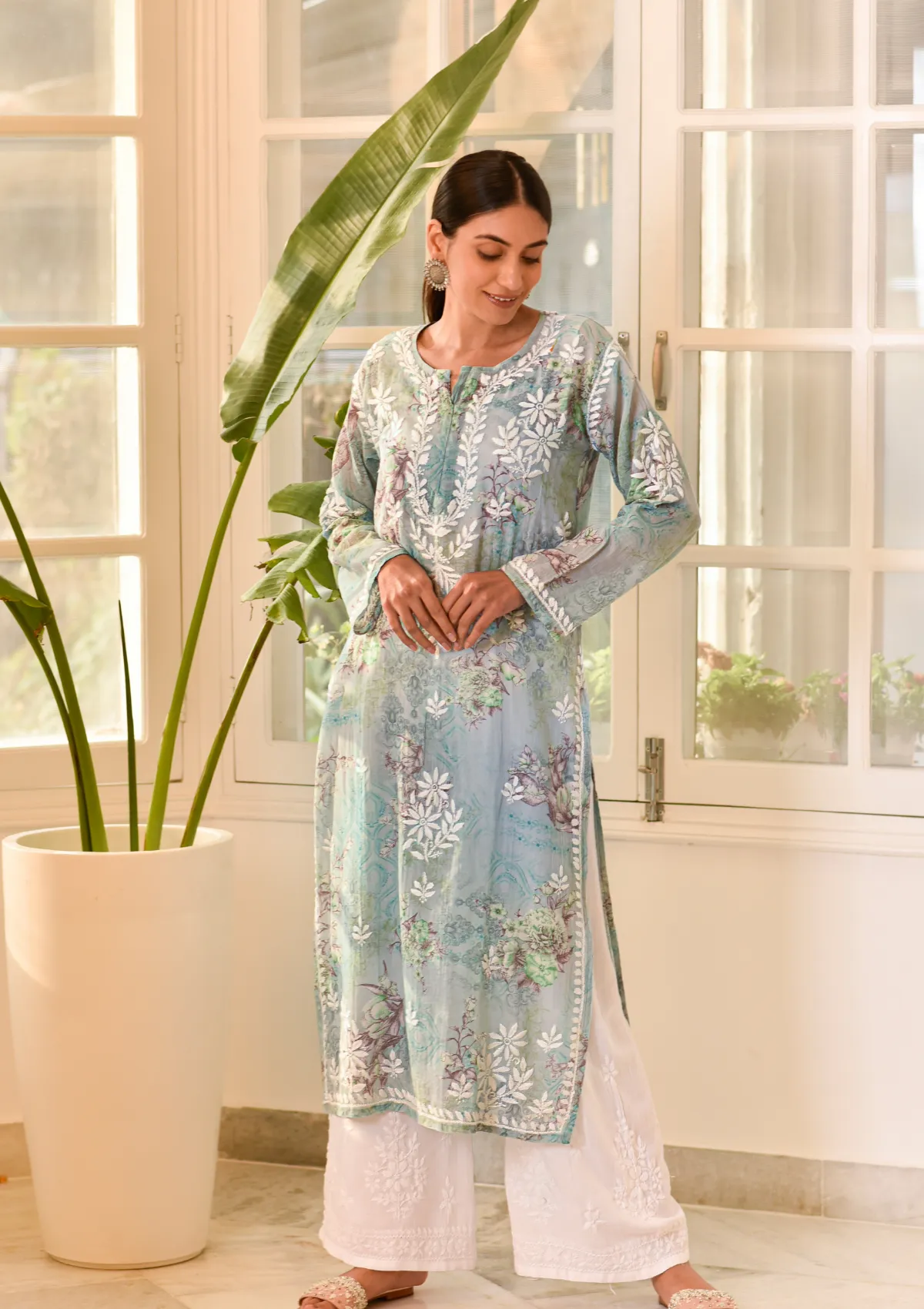 Eliza Mulmul Straight Kurta