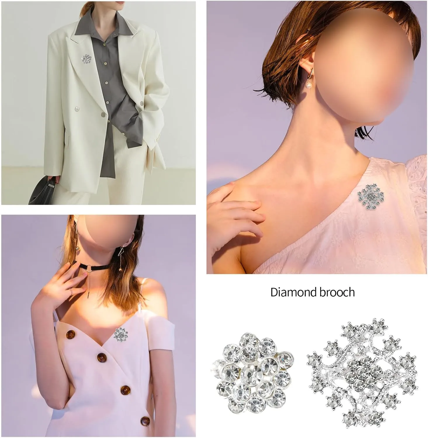 eMagTech 12Pcs Crystal Button Brooches Flower Brooch Floriated Brooches Pin Rhinestone Corsage Bouquet Kit Decorative Accessories for Clothing Scarves Hats Zinc Alloy