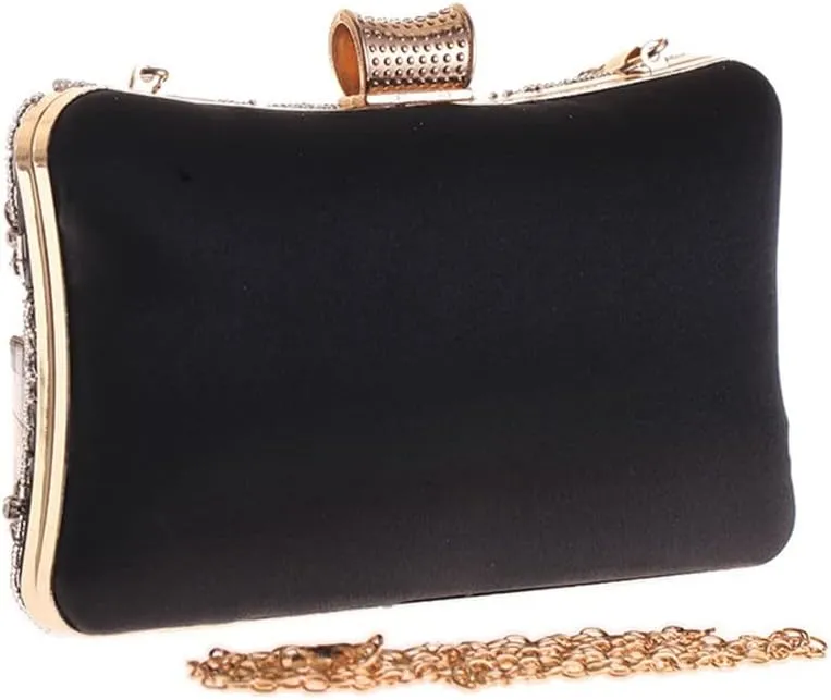 Embroidery Vintage Women Evening Bags with Diamonds Party Handbags Beading Metal Day Clutch Purse(E)
