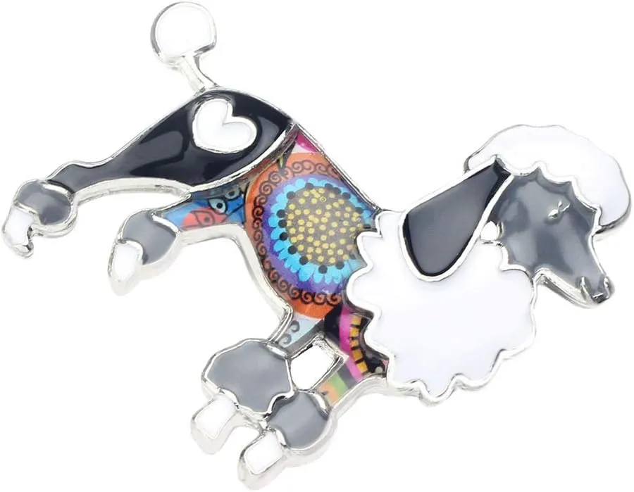 Enamel Zinc Alloy Cute Poodle Dog Brooches Puppy Jewelry for Pets Lovers Women Girls Gifts Scarf Dress Pins Decorations Ornament