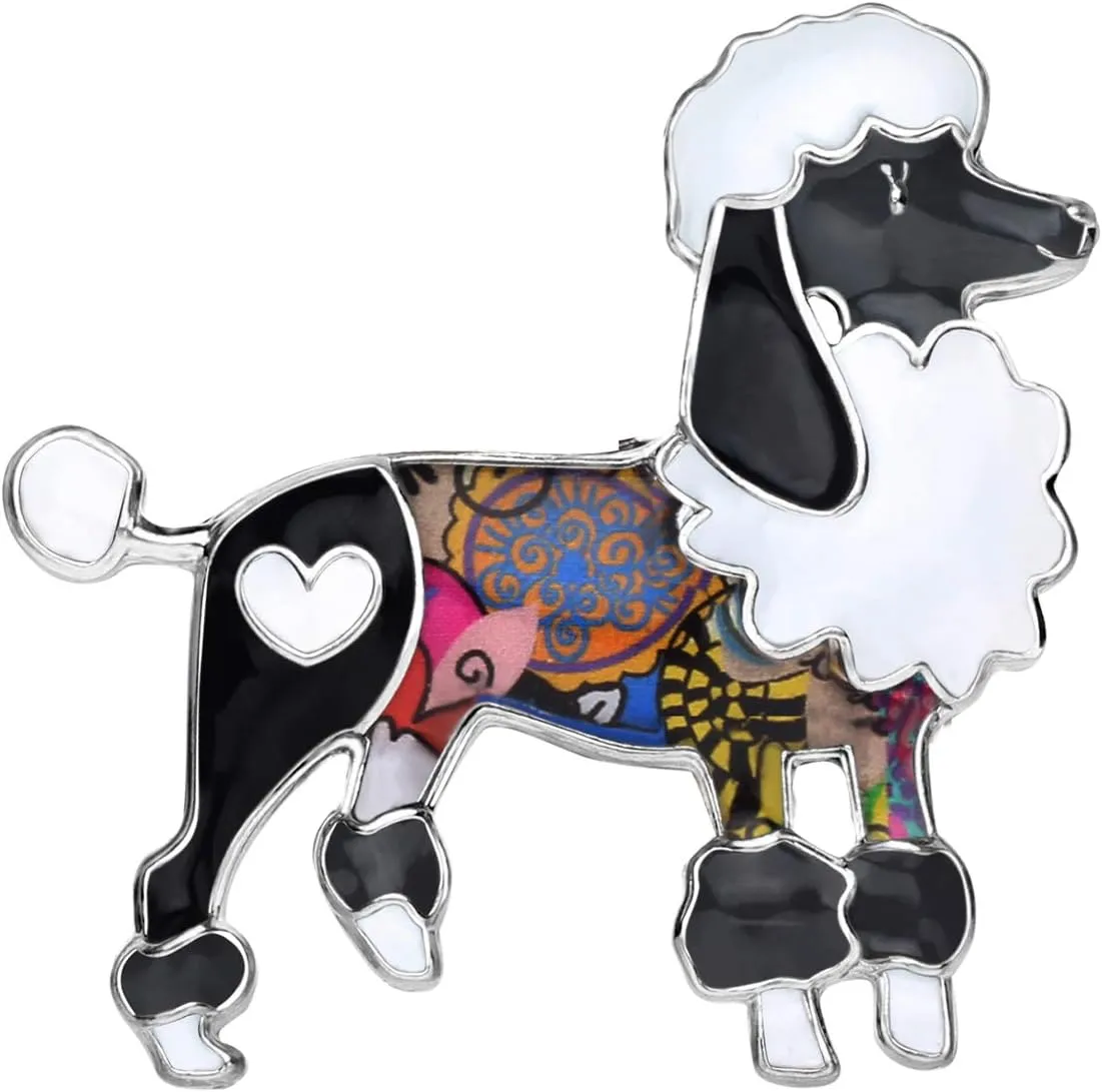 Enamel Zinc Alloy Cute Poodle Dog Brooches Puppy Jewelry for Pets Lovers Women Girls Gifts Scarf Dress Pins Decorations Ornament