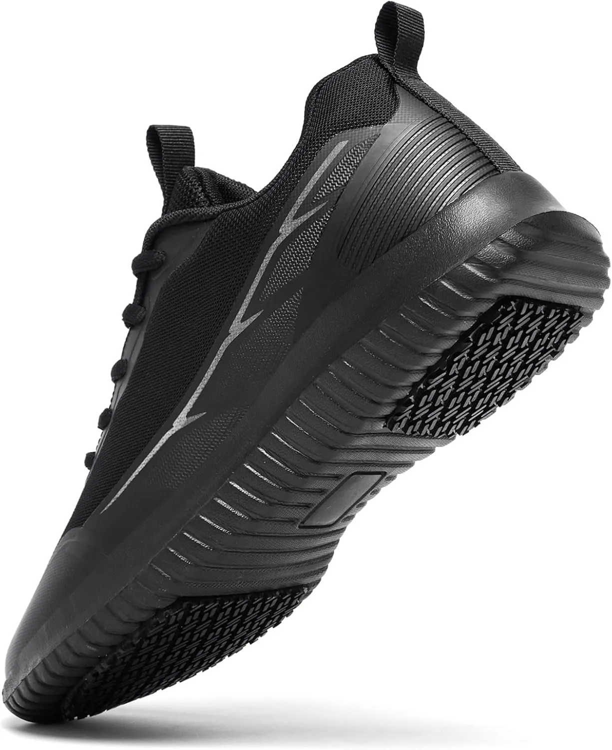 ENLEN&BENNA TRM Non Slip Shoes for Men Food Service Comfortable Slip Resistant Long Time Standing Work Shoes Restaurant Kitchen Chef Black Fashion Mesh Sneakers
