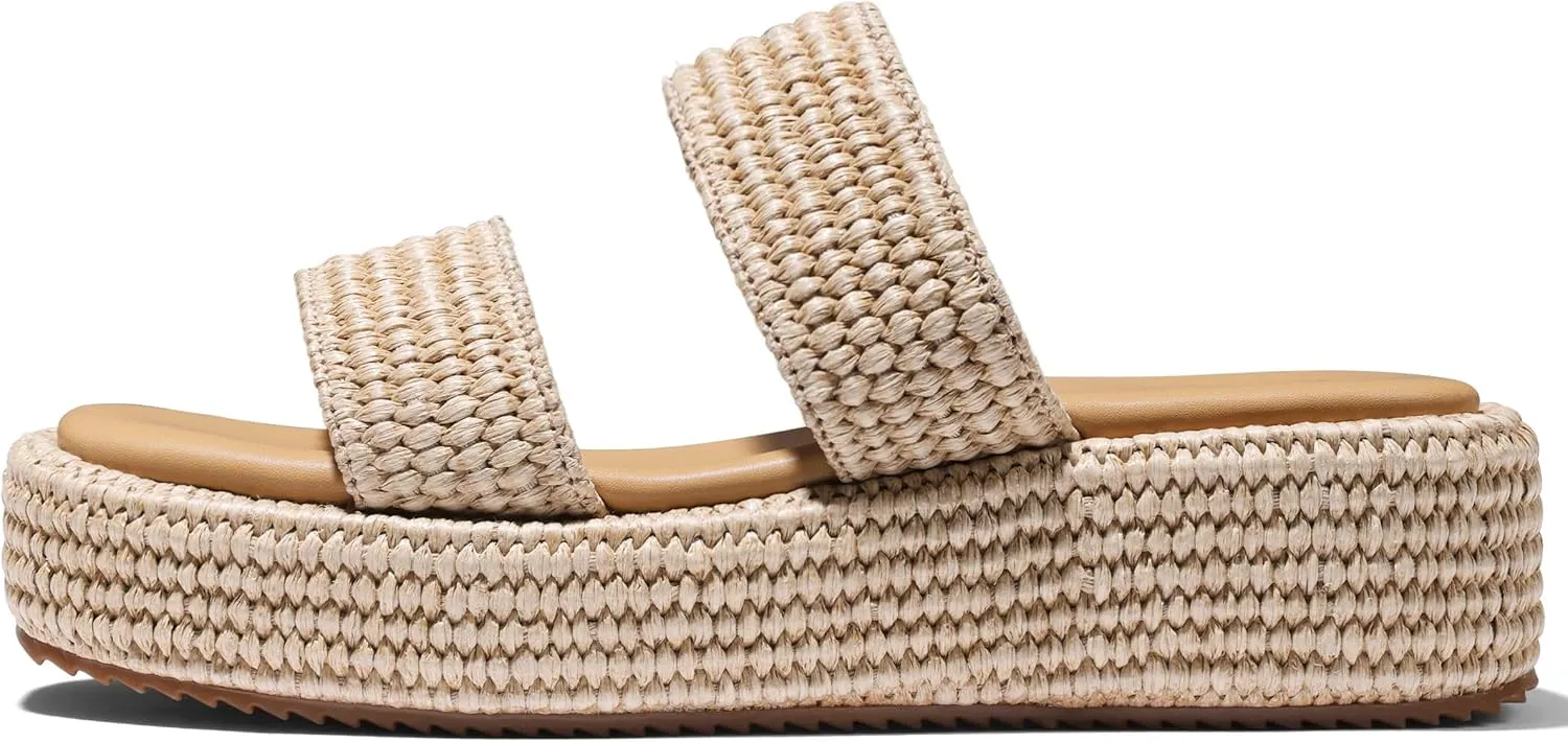 Erocalli Platform Sandals Women Cute Wedge Espadrilles Slip on Summer Beach Raffia Vacation Sandal Comfortable Open Toe Dressy Shoes