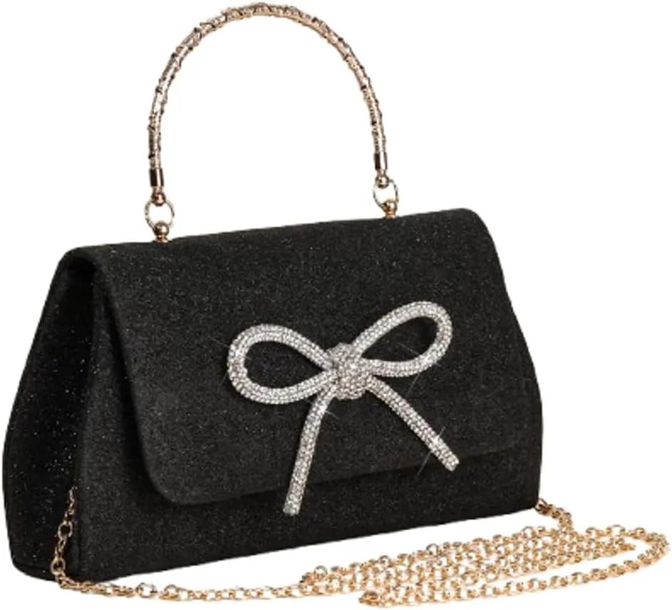 Evening Clutch Purses Women Sparkly Bow Evening Handbags Crossbody Clutch Purse Shoulder Bag Wedding Party Prom