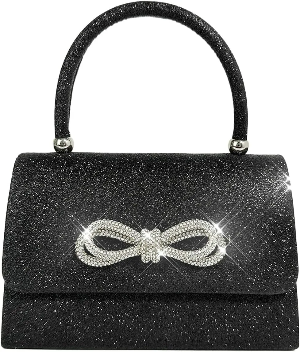 Evening Clutch Purses Women Sparkly Bow Evening Handbags Crossbody Clutch Purse Shoulder Bag Wedding Prom Party