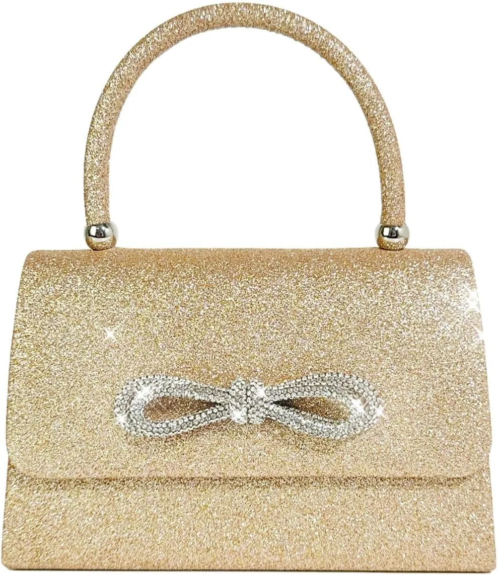 Evening Clutch Purses Women Sparkly Bow Evening Handbags Crossbody Clutch Purse Shoulder Bag Wedding Prom Party