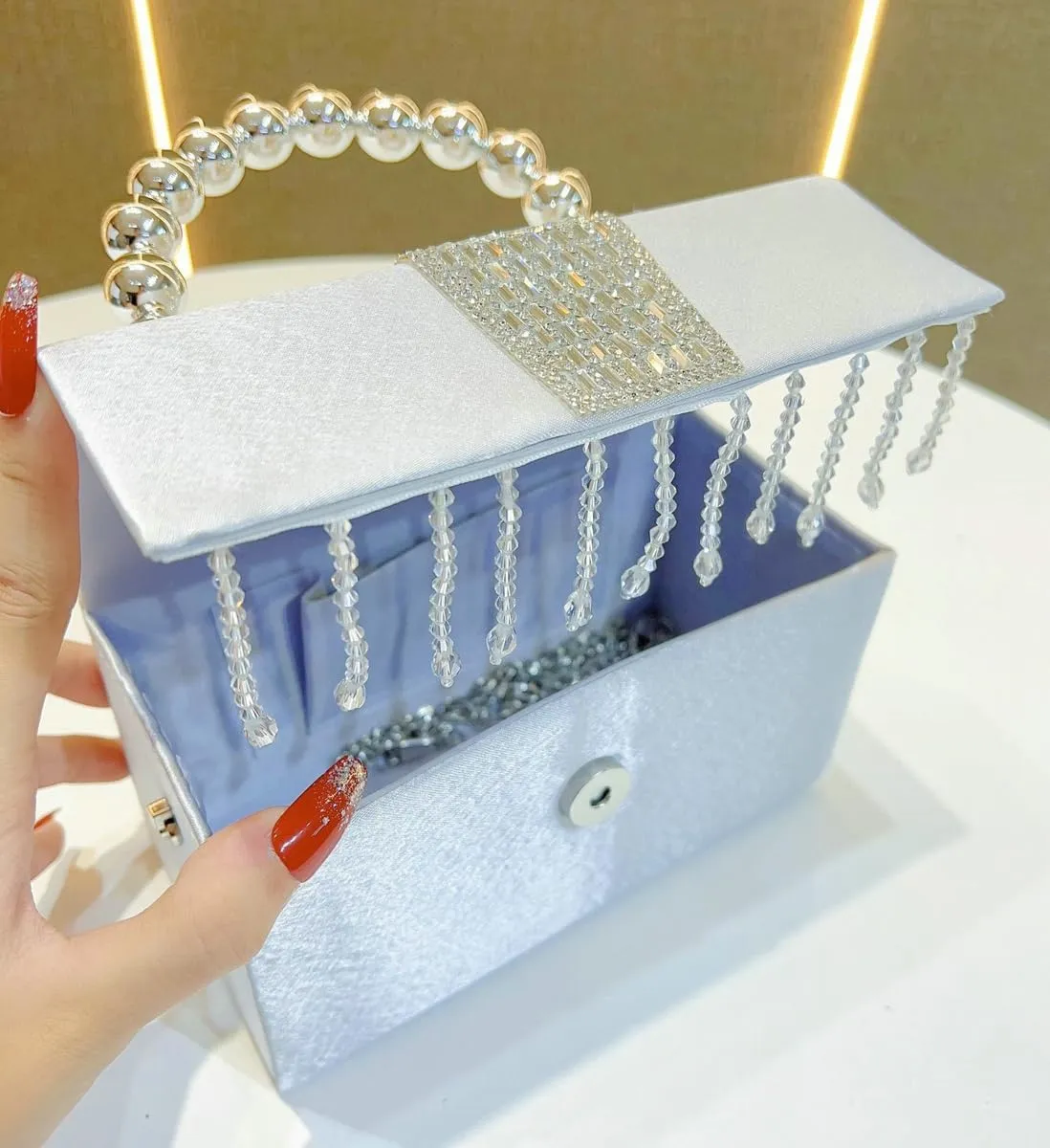 Evening Clutch Purses Women Sparkly Box Evening Handbags Crossbody Clutch Purse Trendy Shoulder Bag Wedding Prom Party