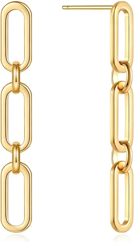 FAMARINE Gold Silver Chain Earrings Drop Dangle Earrings for Women