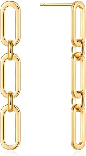 FAMARINE Gold Silver Chain Earrings Drop Dangle Earrings for Women