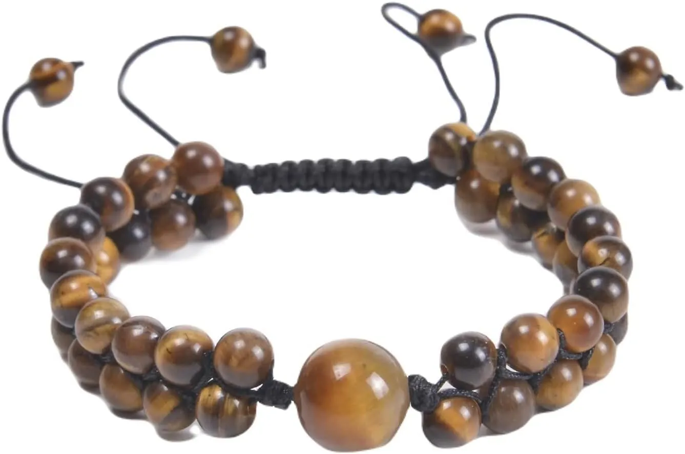 Family Bracelet, Beads Bracelets for Women Two Layer Braided Vintage Healing Jewelry for Mens Gifts