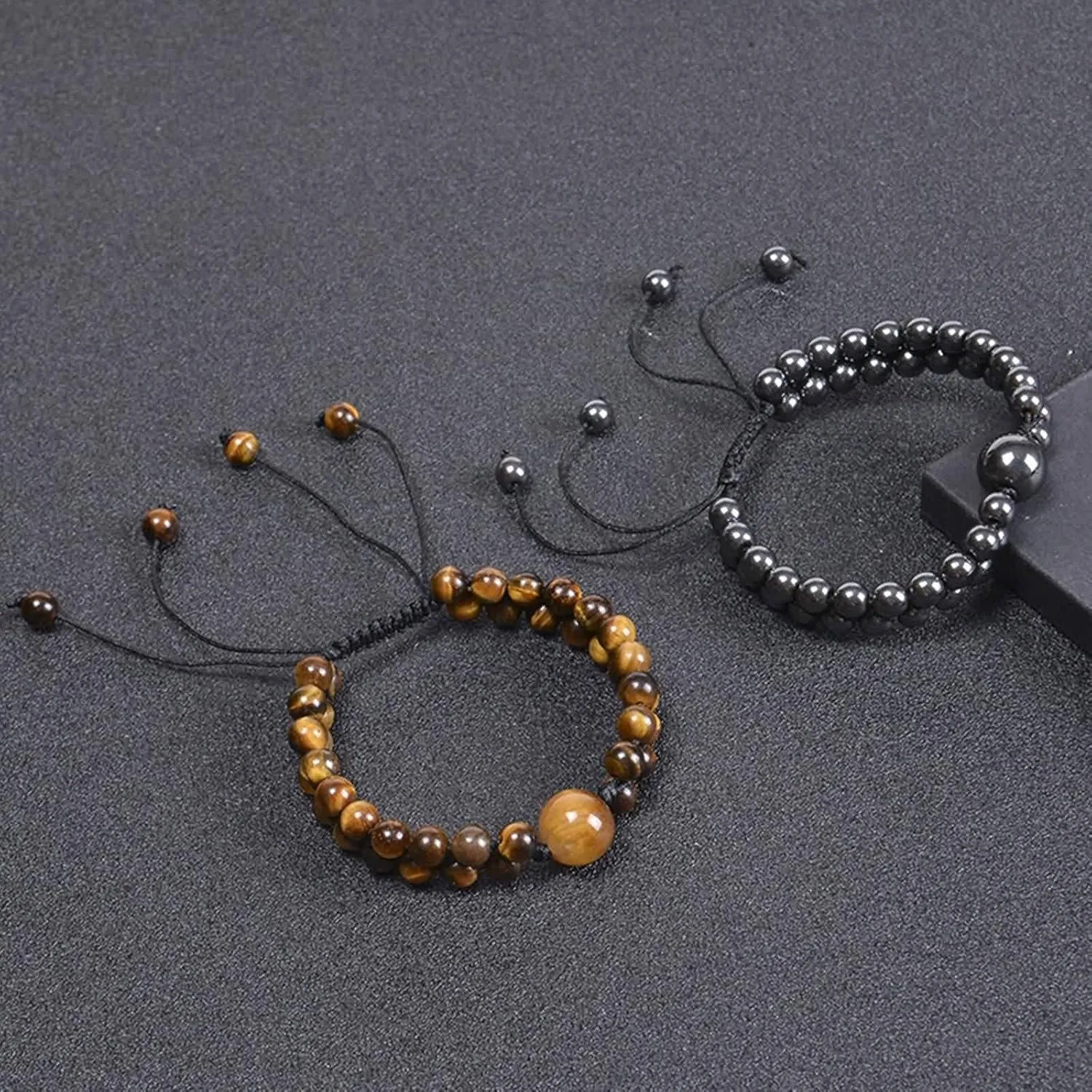 Family Bracelet, Beads Bracelets for Women Two Layer Braided Vintage Healing Jewelry for Mens Gifts