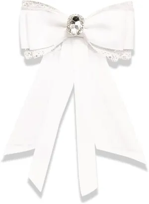 Fashion Ribbon Bow Tie Brooch Pins for Women Girls Crystal Lace Uniform Pre-Tied Necktie Bowknot Corsage Brooches Party Ceremony Accessories Christmas Birthday Elegant Accessory