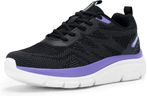 FitVille Women's Wide Walking Shoes Lightweight Sneakers for Women Wide Width for Flat Foot Plantar Fasciitis Heel Pain Relief - Cloud Walker V8