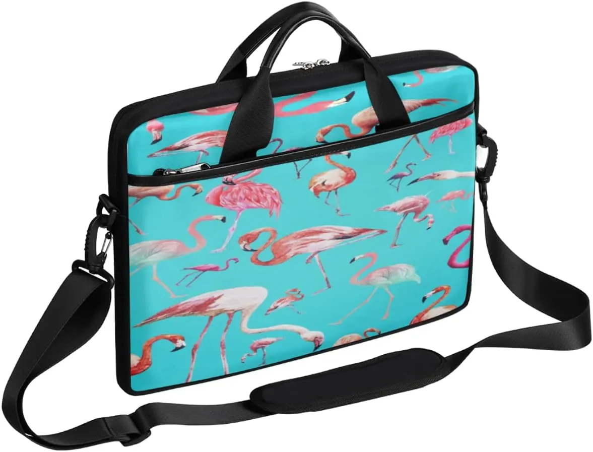 Flamingos Pattern Laptop Shoulder Messenger Bag Waterproof Laptop Briefcase with Handle and Padded Strap Case Sleeve for 13 13.3 14 15.6 Inch Laptop Case