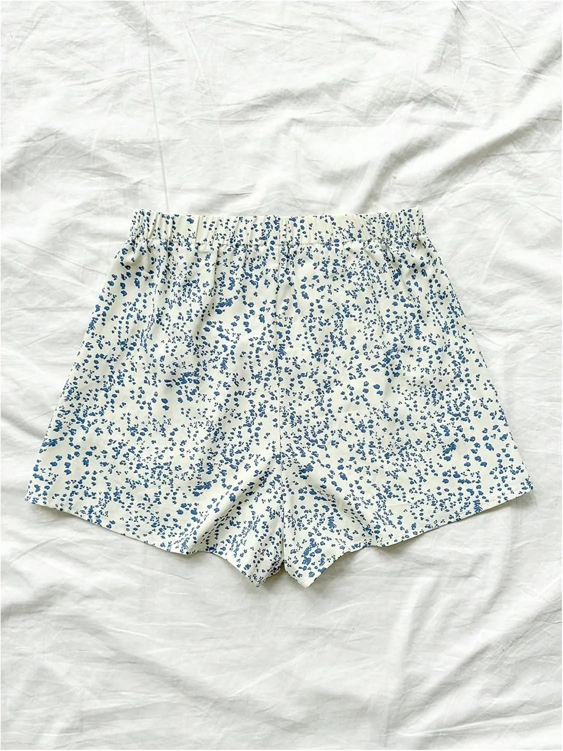 Floerns Women's Solid Wrap Front Linen Skirt Shorts Drawstring Knot Side Skort Shorts