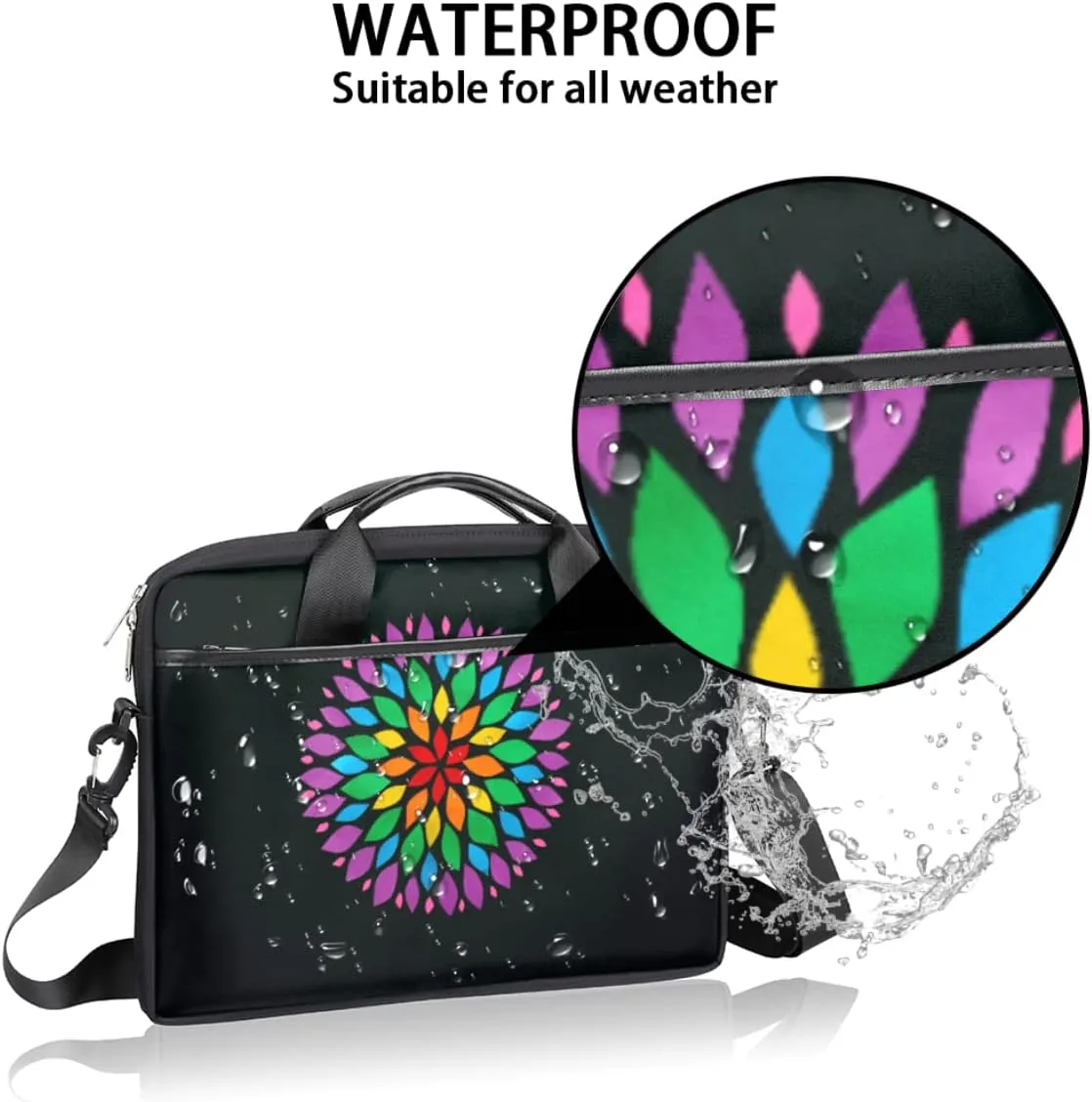 Floral Flower Sunflower Laptop Shoulder Messenger Bag Waterproof Laptop Briefcase with Handle and Padded Strap Case Sleeve