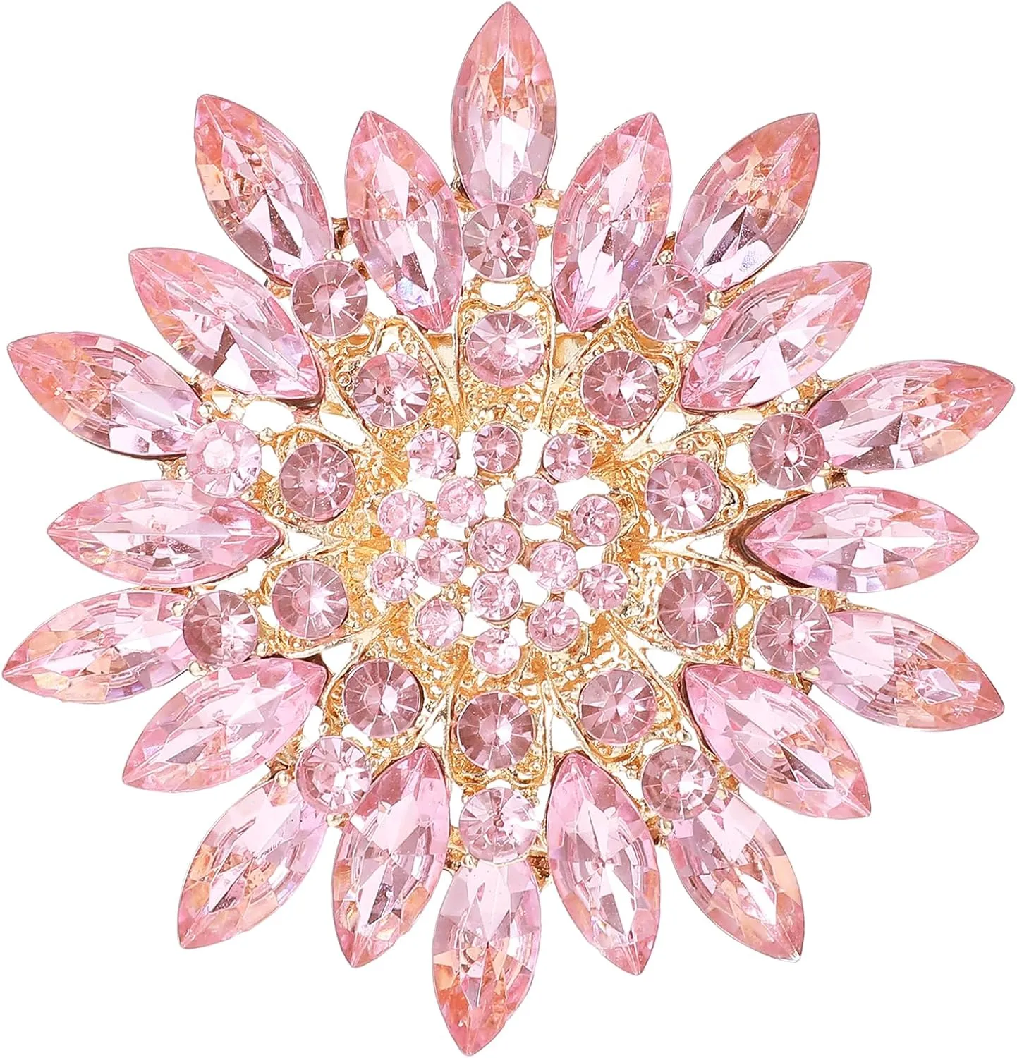 Flower Brooches For Women Rhinestone Sunflower Brooch Pin Red Pink Flower Brooch Marquise Wreath Brooches Elegant Accessories Jewelry Gifts For Women Girls Skirt Dress Hat Decoration