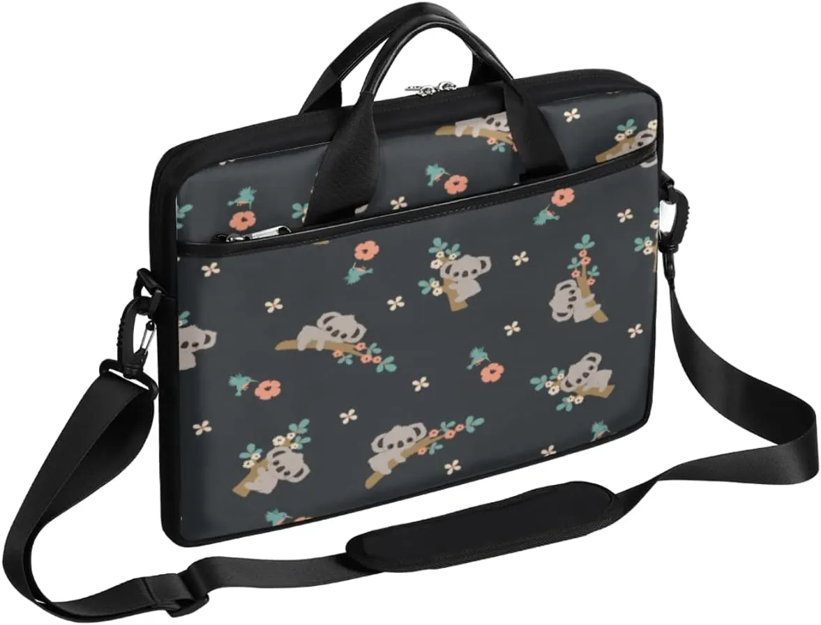 Flowers Tree Koala Laptop Shoulder Messenger Bag Waterproof Laptop Briefcase with Handle and Padded Strap Case Sleeve for 13 13.3 14 15.6 Inch Laptop Case