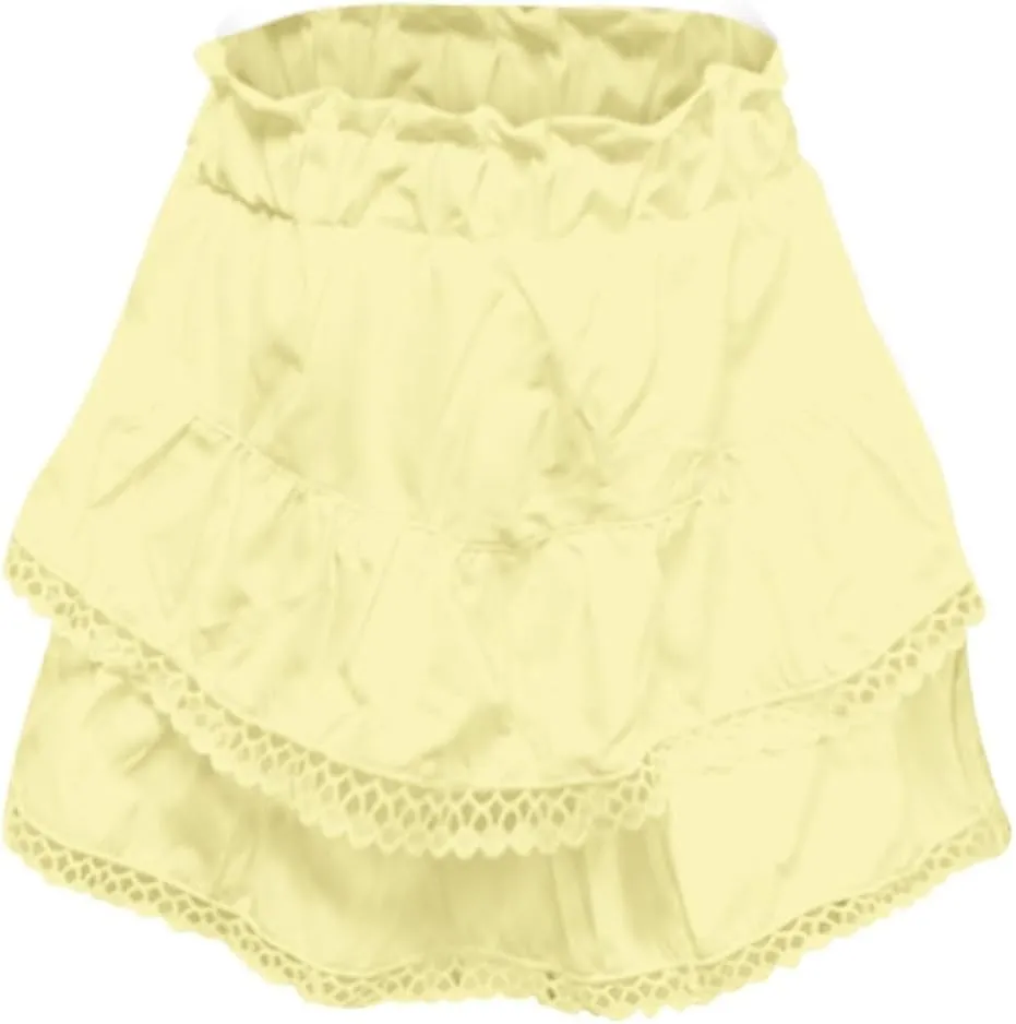 Flowy Shorts for Women Casual Boho Ruffle Tiered Solid Color Skorts High Waist Mini Skirts Golf Tennis Summer Skirt