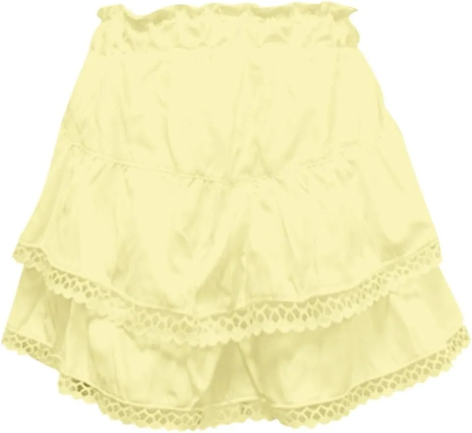 Flowy Shorts for Women Casual Boho Ruffle Tiered Solid Color Skorts High Waist Mini Skirts Golf Tennis Summer Skirt