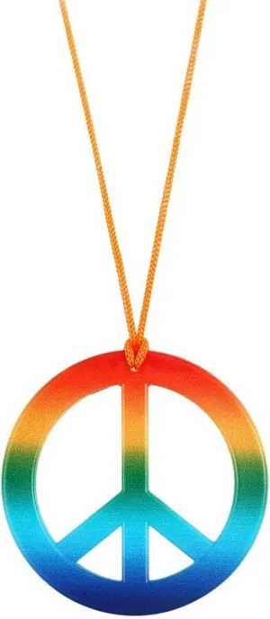 FORUBUS Peace Sign Pendant Necklace Retro Hippie Style Peace and Love Symbol Distressed Charm Rope Necklace for Women Men Jewelry