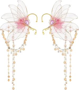 FRESHME Fairy Elf Ear Cuffs - Elven Ear Cuffs with Tassel Non Piercing Earrings for Women Dress Up Cosplay Accessories