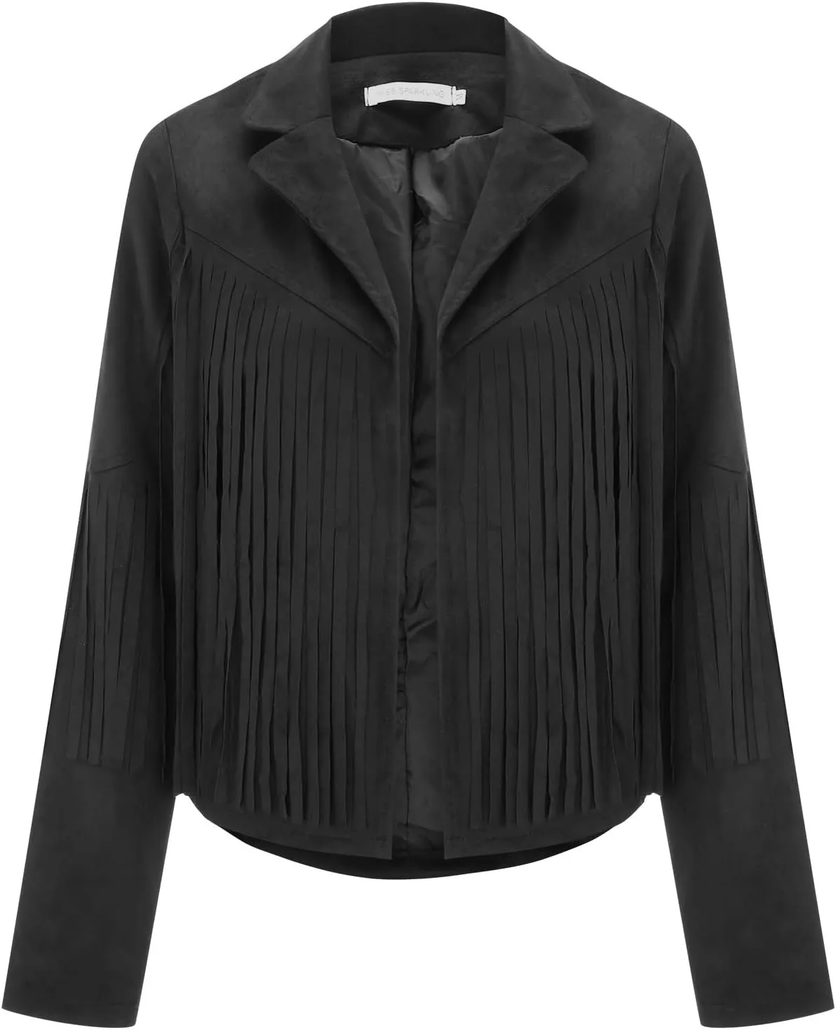 Fringe Jacket for Women Long Sleeve Cropped Overcoat Lapel Vintage Hippie Cardigan Leather Cowgirl Outerwear