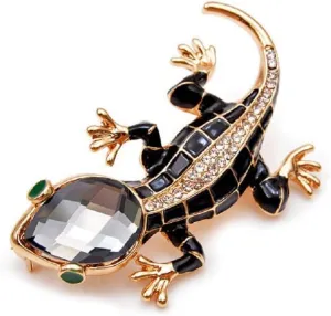 Gecko Brooch Pins for Women, Black Lizard Brooch Pin, Cute Gecko Animal Brooch Lapel Pin, Bohemian Gecko Lizard Brooches Pins for Women Hat Bag Suit Dress Accessories Jewelry