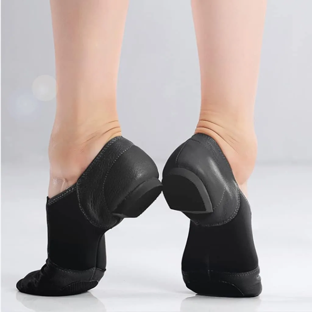 Genuine Leather Jazz Dance Shoes Tan Black Antiskid Sole Jazz Shoes Adults Dance Sneakers for Girls Women(D,41)