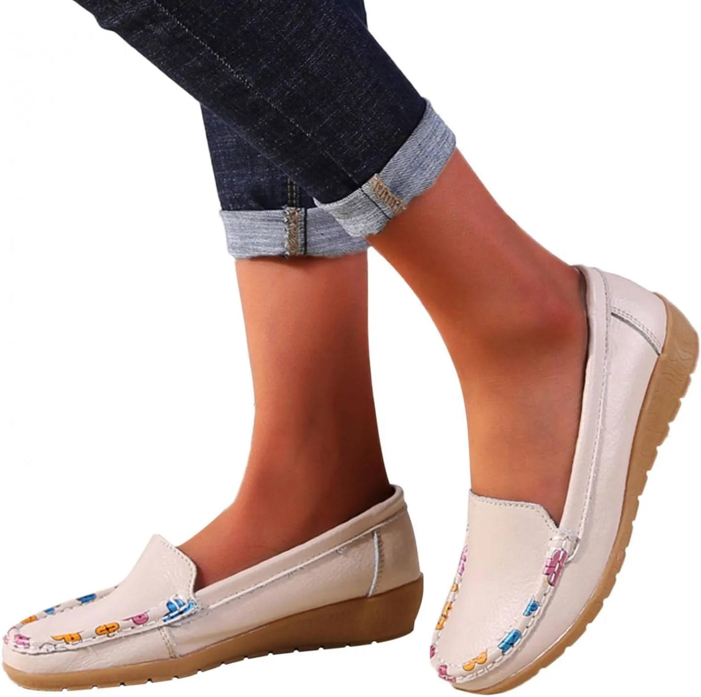 Gibobby Sandals for Women Casual Summer Slip on Shoes Closed Toe Loafers Dress Shoes for Women Shoes Flats Comfortable