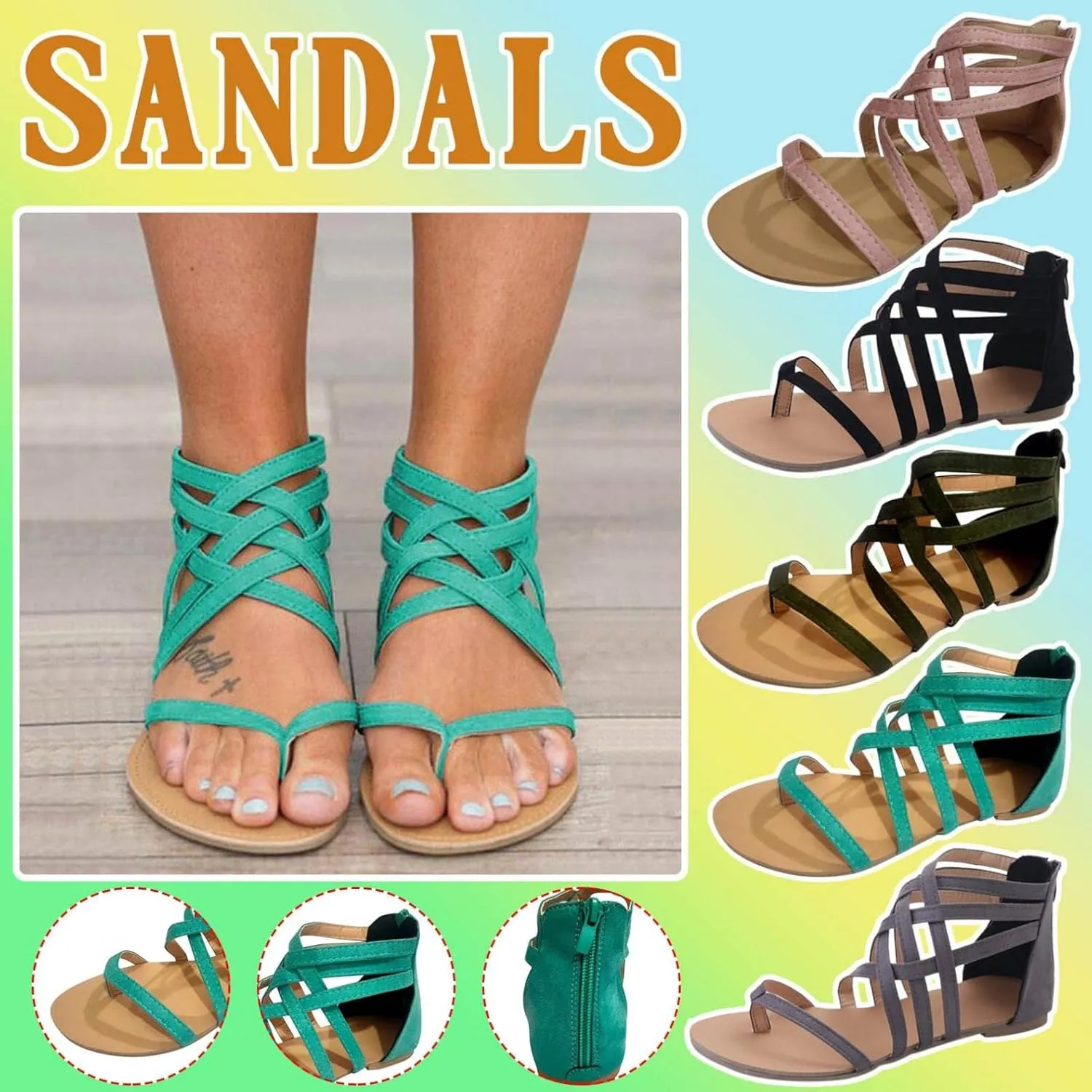Gibobby Womens Summer Shoes,Rhinestone Flat Sandals Comfortable Cute Jeweled Sandal Casual Thong Sandalias Sandles Shoes
