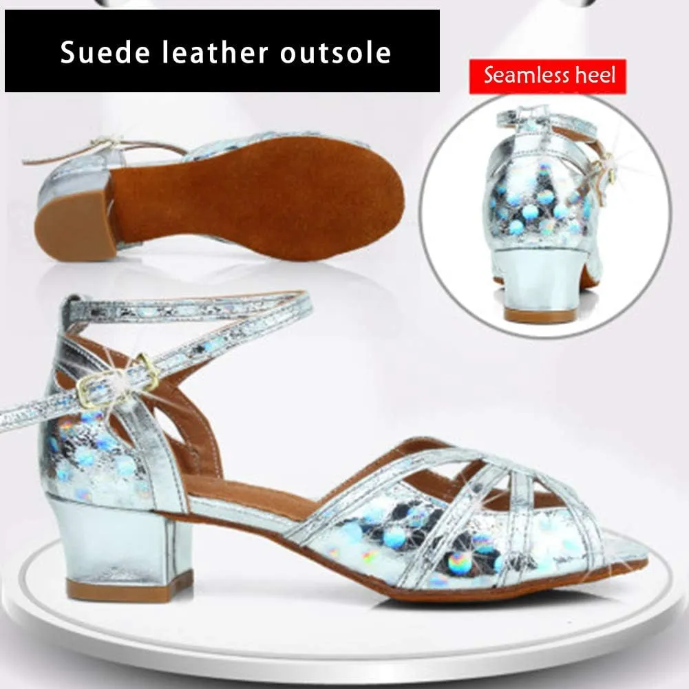 Girls Ballroom Latin Dance Shoes Glitter Party Salsa Tango SandlesModel TX53-4