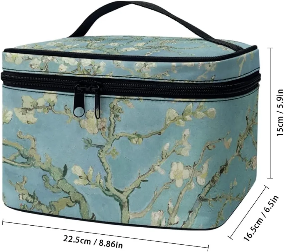 GLUDEAR Women Teen Girls Cute Print Makeup Bag Small Travel Cosmetic Bags Medium Pouch Toiletry Bag,Almond Blossom Tree