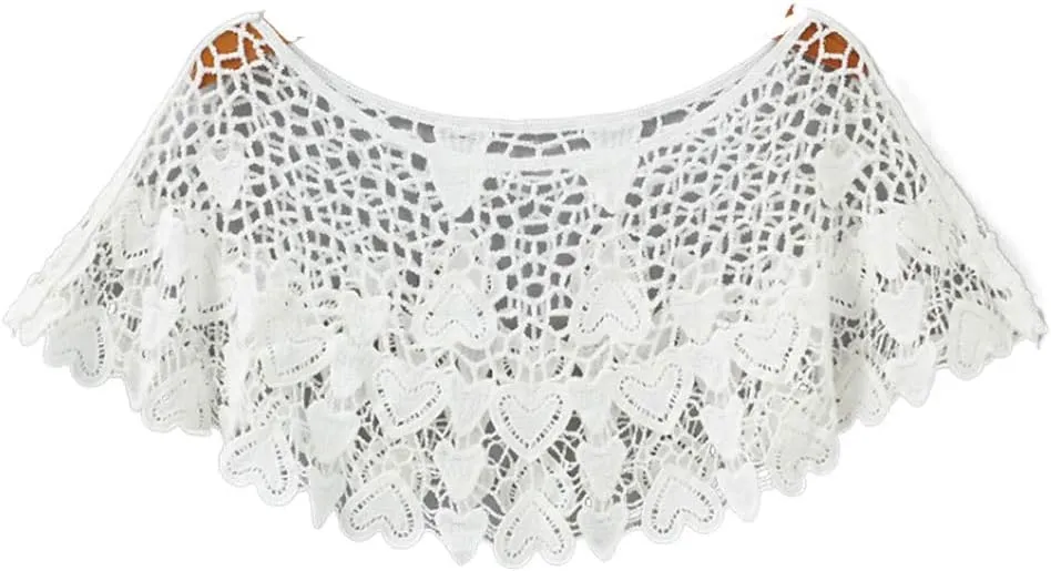 gofidin Women Vintage Crochet Knit Cape Lace Short Hollow out Shawls