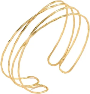 Gold Arm Cuff Jewelry for Women - Upper Arm Bracelet Bangle, Metal Adjustable Gold/Silver Plated