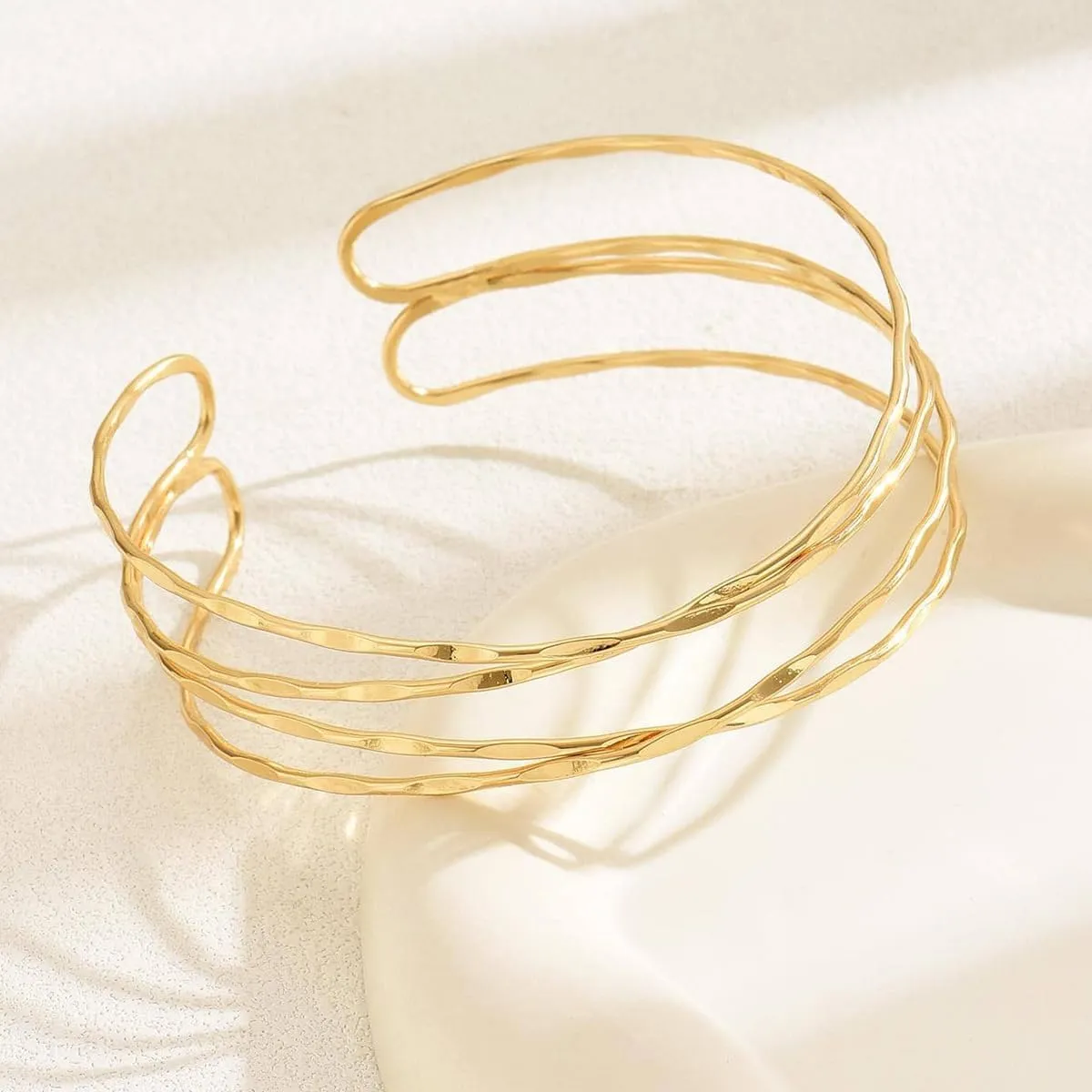 Gold Arm Cuff Jewelry for Women - Upper Arm Bracelet Bangle, Metal Adjustable Gold/Silver Plated